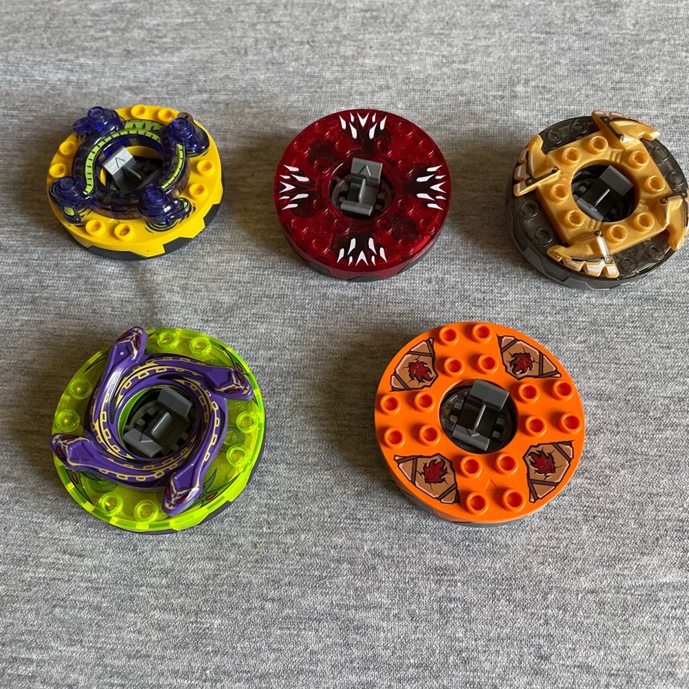 Kids Toy Spinning Top Set - Mixed Colors (Yellow, Red, Orange, Green, Brown)